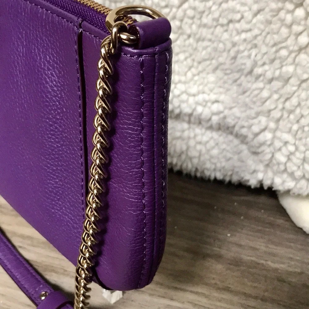 Kate Spade Shoulder Bag Purple with Gold Chain and Leather Strap
